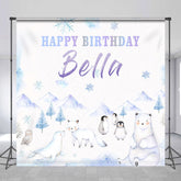 Lofaris Customized Name Winter Animals Birthday Backdrop